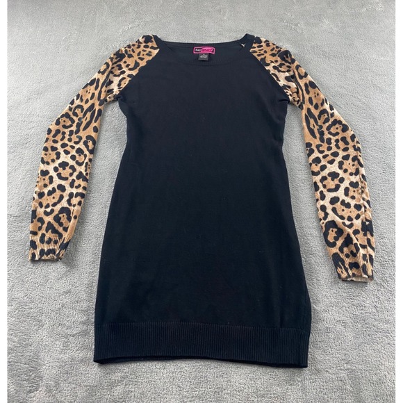 Say What? Dresses & Skirts - Say What? Womens Black Leopard Print‎ Raglan Sleeve Sweater Dress Medium M